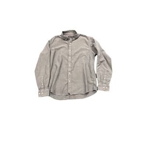 UNTUCKit Librando Herringbone Long Sleeve Button Shirt LargeSlim Fit Gray Cotton